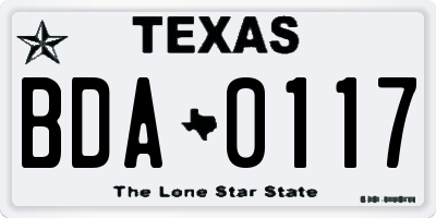 TX license plate BDA0117