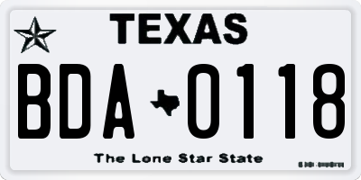 TX license plate BDA0118