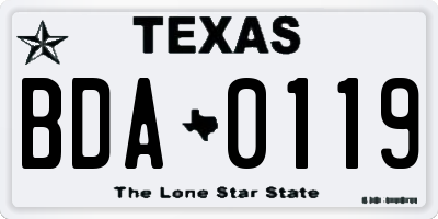 TX license plate BDA0119