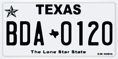 TX license plate BDA0120