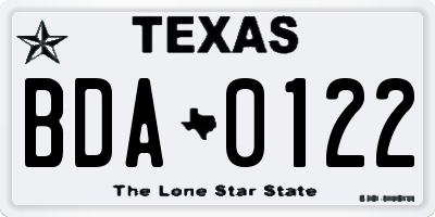 TX license plate BDA0122