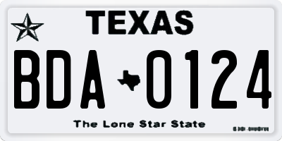 TX license plate BDA0124