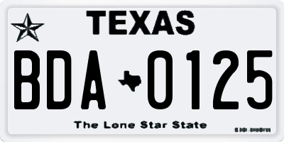 TX license plate BDA0125