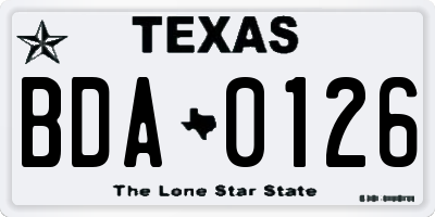 TX license plate BDA0126