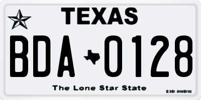 TX license plate BDA0128