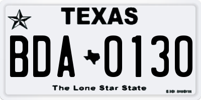 TX license plate BDA0130