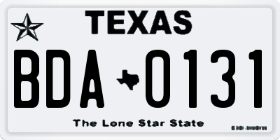 TX license plate BDA0131