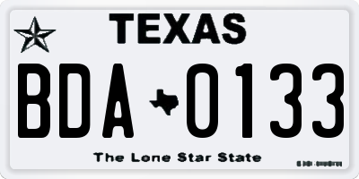 TX license plate BDA0133