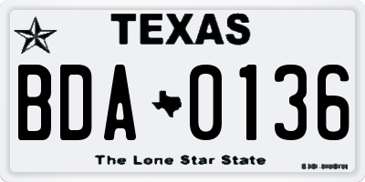 TX license plate BDA0136