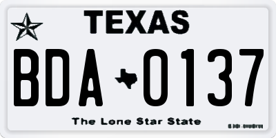 TX license plate BDA0137