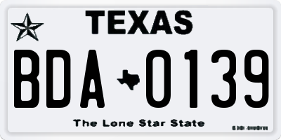 TX license plate BDA0139