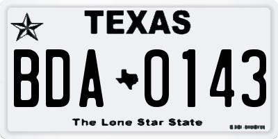 TX license plate BDA0143