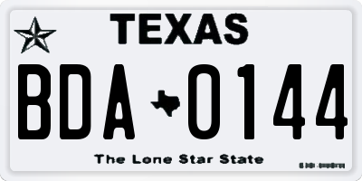 TX license plate BDA0144