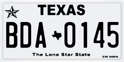 TX license plate BDA0145