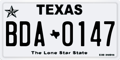 TX license plate BDA0147