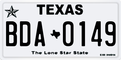 TX license plate BDA0149