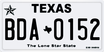 TX license plate BDA0152