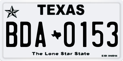 TX license plate BDA0153