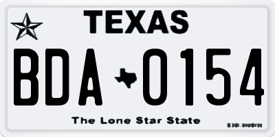 TX license plate BDA0154