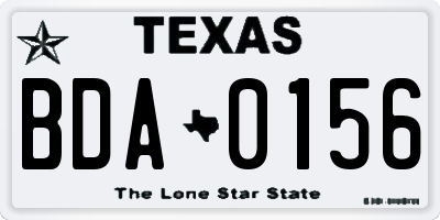 TX license plate BDA0156