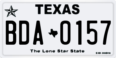 TX license plate BDA0157