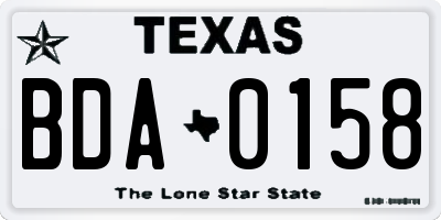 TX license plate BDA0158