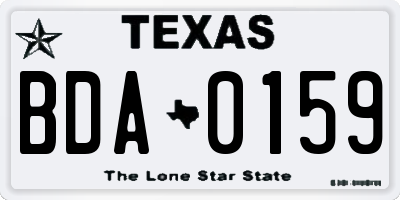 TX license plate BDA0159