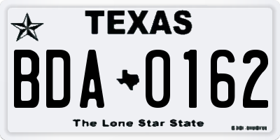 TX license plate BDA0162