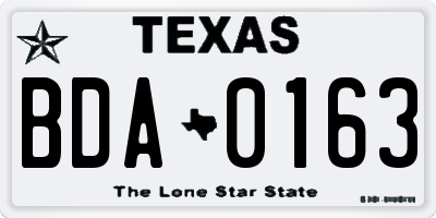 TX license plate BDA0163