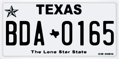 TX license plate BDA0165