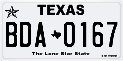 TX license plate BDA0167