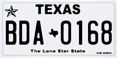 TX license plate BDA0168