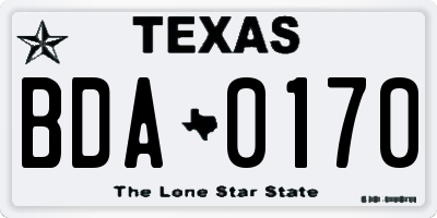 TX license plate BDA0170