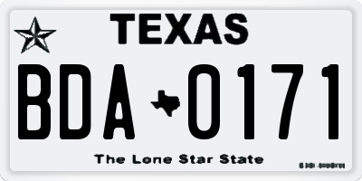 TX license plate BDA0171