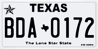 TX license plate BDA0172