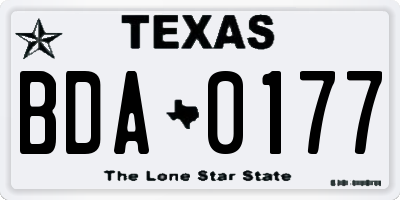 TX license plate BDA0177