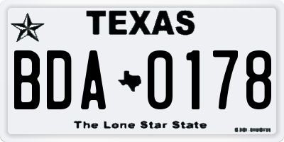 TX license plate BDA0178