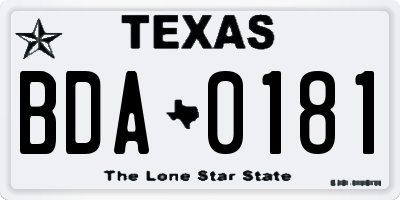 TX license plate BDA0181