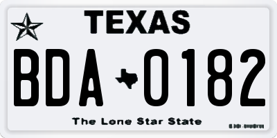 TX license plate BDA0182