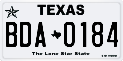 TX license plate BDA0184