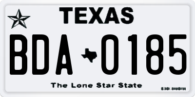 TX license plate BDA0185