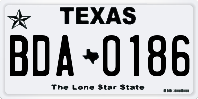 TX license plate BDA0186