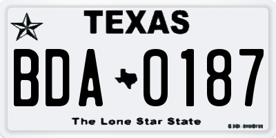 TX license plate BDA0187