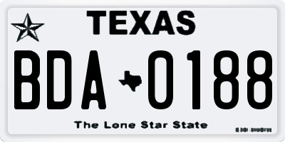 TX license plate BDA0188