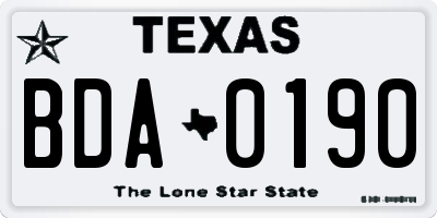 TX license plate BDA0190