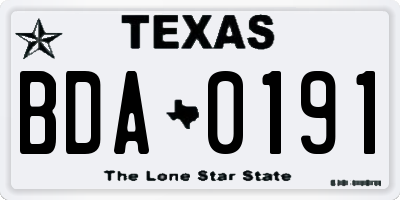TX license plate BDA0191