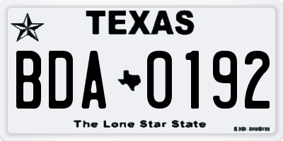 TX license plate BDA0192