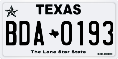 TX license plate BDA0193