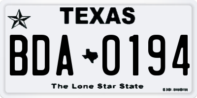 TX license plate BDA0194