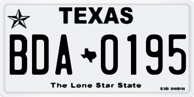 TX license plate BDA0195